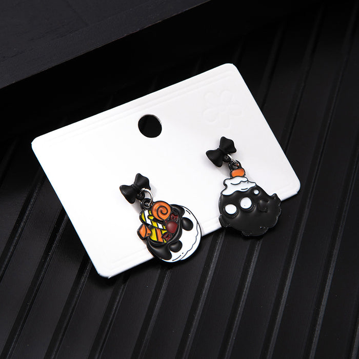 Wholesale  series alloy oil drop asymmetrical earrings cartoon anime funny ghost pumpkin earrings