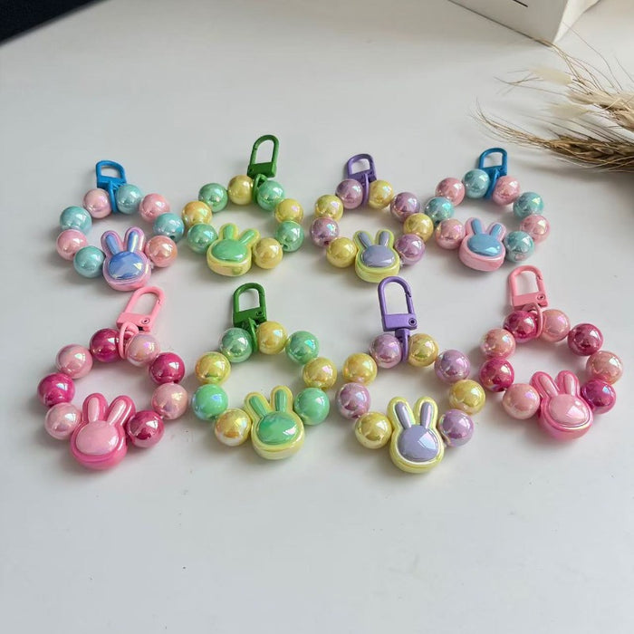 Wholesale Wholesale Fashion Electroplating Colorful Keychain Small Pendant Personalized and Versatile DIY Handmade Beaded Keychain