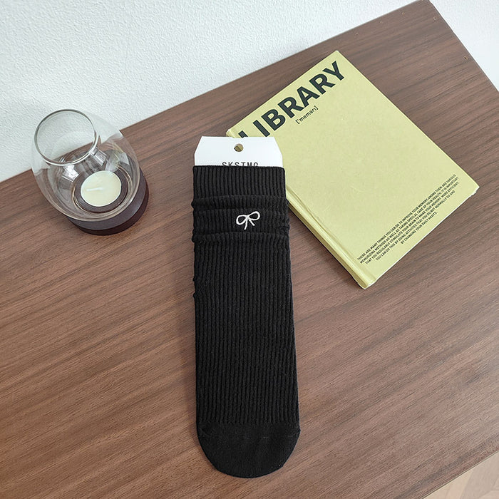 Wholesale New socks with bow embroidery, midsole, loose mouth, stacked socks