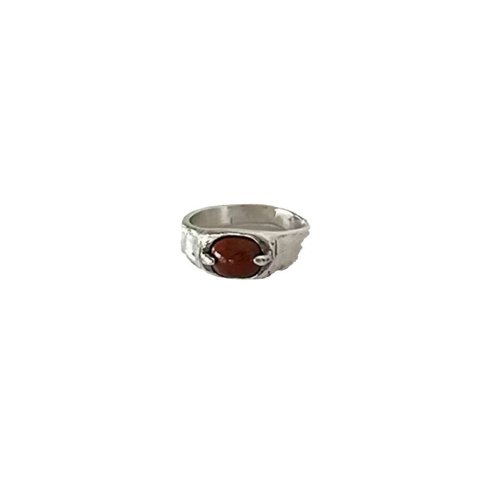 Wholesale Silver Red Agate Ring Winter Matching Simple Retro Ring