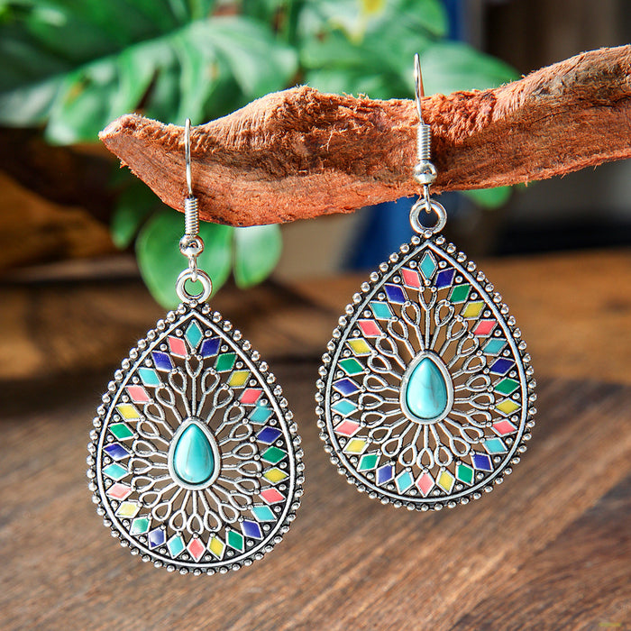 Wholesale 2pcs Bohemian Turquoise Retro Distinctive Earrings