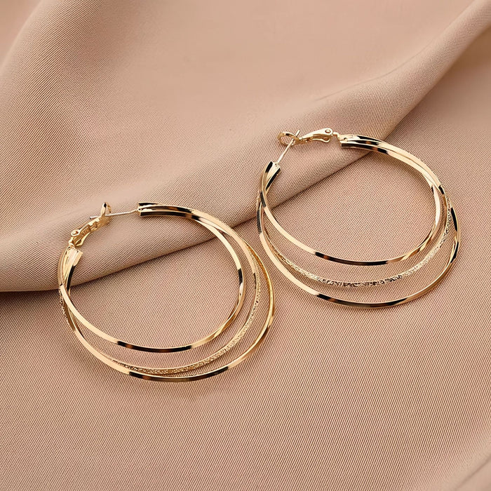 Wholesale Silver needle large ring earrings with multiple layers of large ear rings, exaggerated temperament earrings