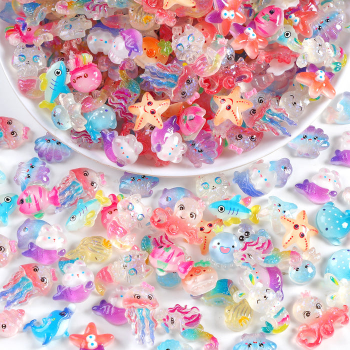 Wholesale Transparent luminous resin accessories DIY cream glue phone case hole shoe buckle hair clip patch