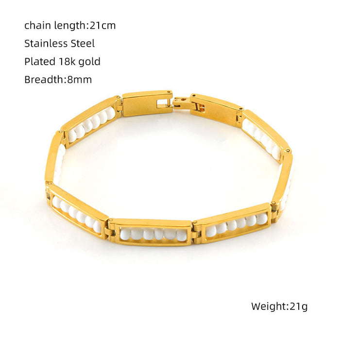Wholesale 18K gold titanium steel bracelet with colored beads