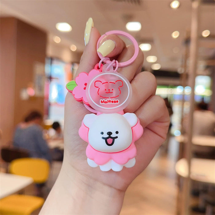 Wholesale Cute puppy keychain cartoon puppy schoolbag hanging price car keychain claw machine small gift