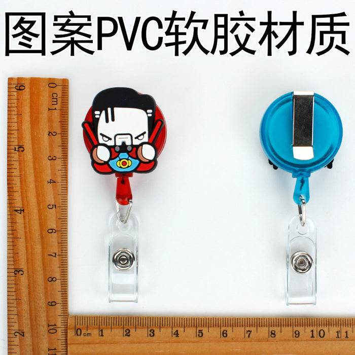 Wholesale Cartoon Badge Scroll Retractable Plastic Keychain JDC-KC-LuoKe002