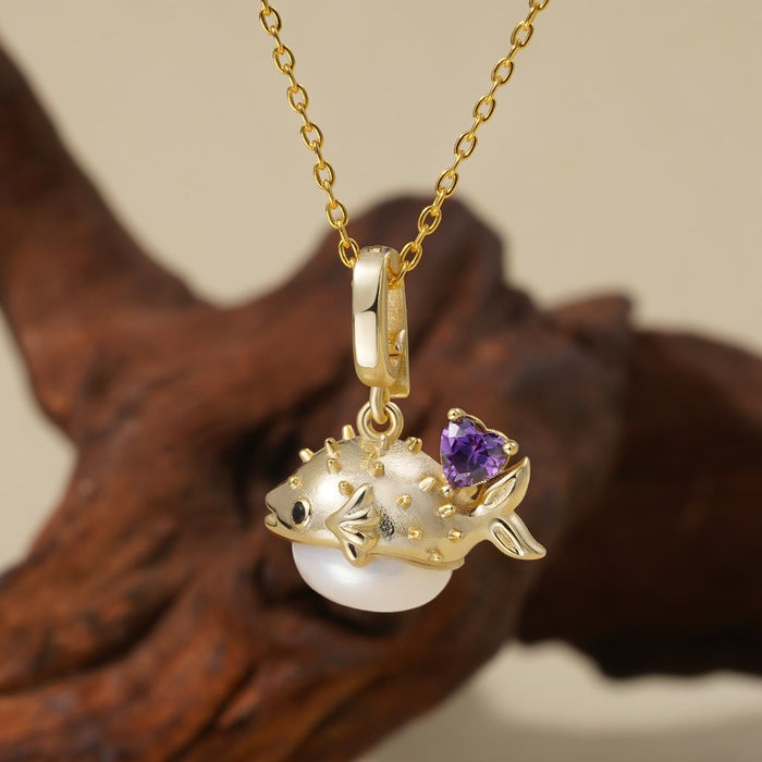 Wholesale Marine Series Pendant Cute Crab Jellyfish Goldfish Pendant Necklace Plated with 18K Gold