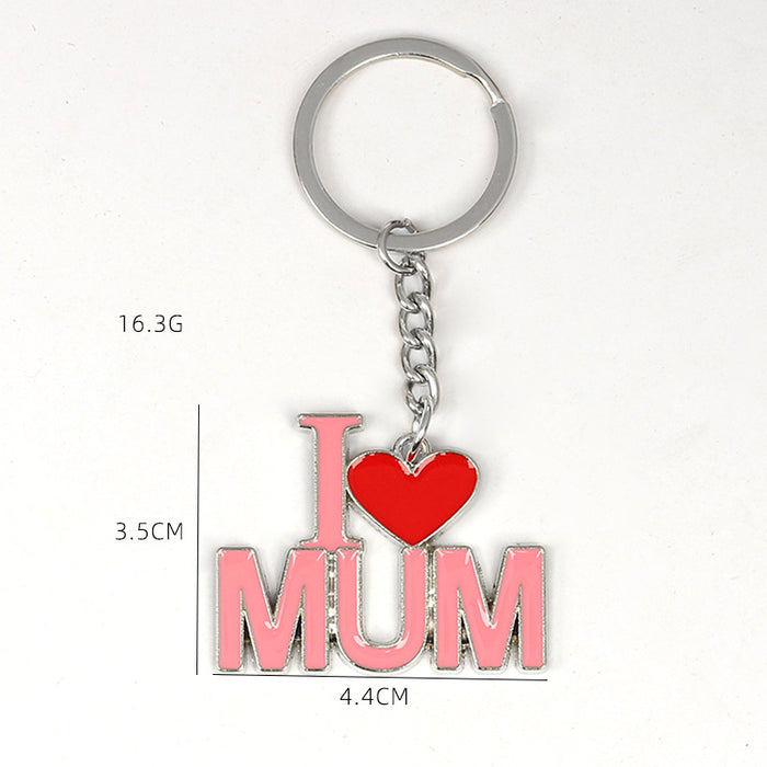 Wholesale Metal I LOVE MUM English Letter Keychain JDC-KC-Aohong011