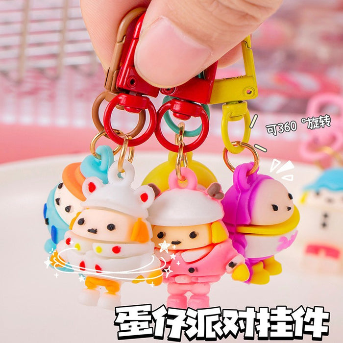 Wholesale Cartoon Doll Keychain Soft Glue Cute New Egg Key Ring Holiday Party Pendant Luggage Jewelry
