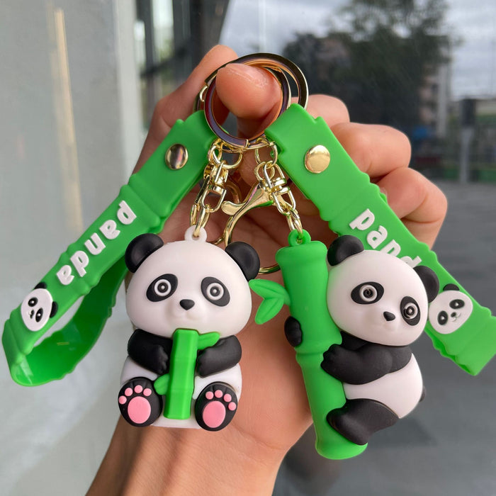 Wholesale Cartoon Bamboo Panda Keychain Bag Pendant Car Keychain Cute Doll Couple Small Gift Wholesale