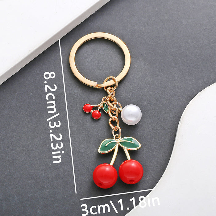Wholesale Creative cherry-shaped enamel metal keychain