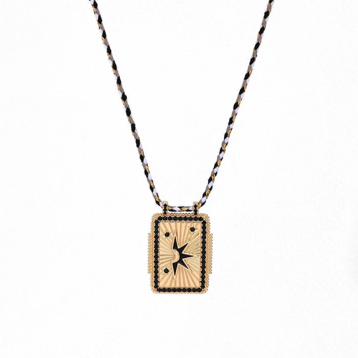 Wholesale Trendy Tarot Card Pendant Necklace Abalone Shell Inlay Copper Electroplated Women S Fashion Jewelry Gift