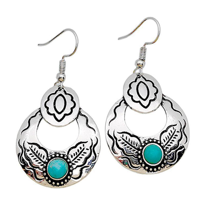 Wholesale Earrings Alloy Vintage Boho Set Turquoise Flowers MOQ≥2 JDC-ES-HaoBiao025