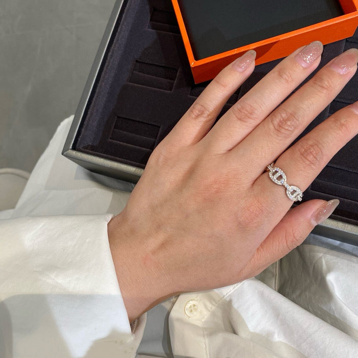 Wholesale Gold plated ring full of diamonds, personalized, niche, simple, versatile ring