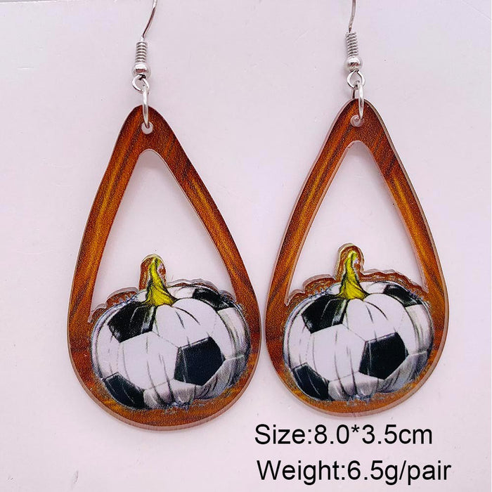 Wholesale football acrylic earrings lovely U-shaped leopard print earrings sports earrings jewelry