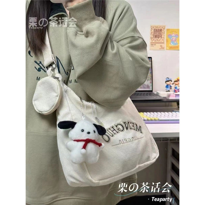 Wholesale Corduroy retro casual all-match messenger bag student class commuter backpack