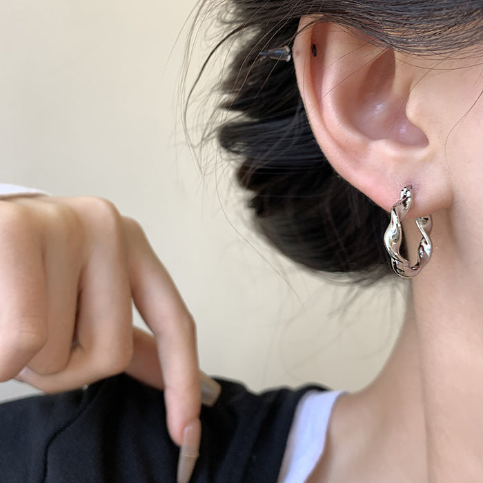 Wholesale Irregular personality, metallic feeling, earrings, cool temperament, earrings, street photography, high-end feeling, fashionable earrings, women's accessories