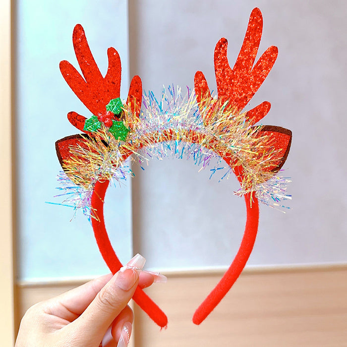 Wholesale Christmas Headband Christmas Antlers Hair Stamp Headwear Holiday Decorative Gift Big Bow Headband Hair Accessories Headwear