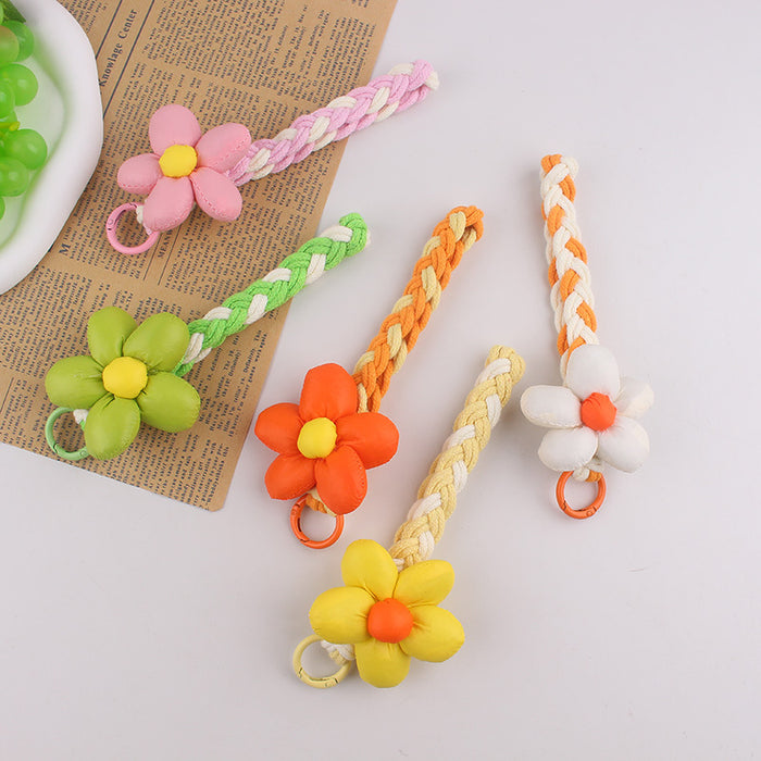 Wholesale Sweet flower mobile phone lanyard,  neck rope,  crossbody strap,  woven keychain