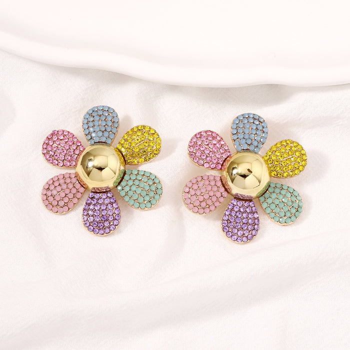 Wholesale Alloy Diamond Flower Earrings JDC-ES-YueLi026