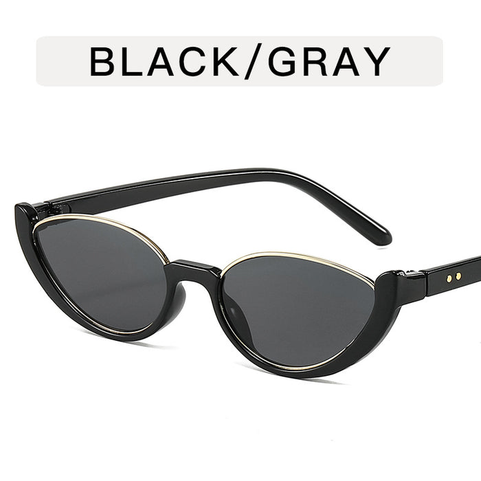 Wholesale Cat eye half frame sunglasses, niche retro glasses, fashionable and personalized sunglasses