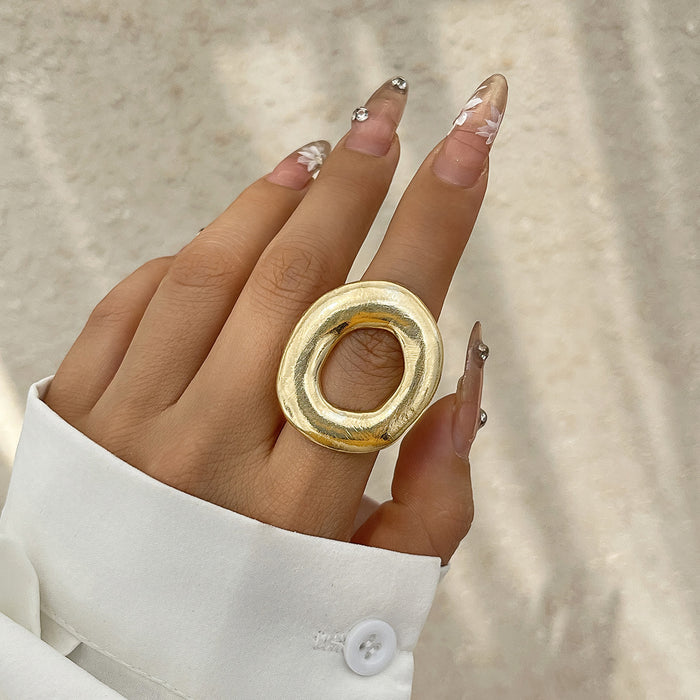 Wholesale Irregular droplet opening ring, fashionable texture, flower pearl ring