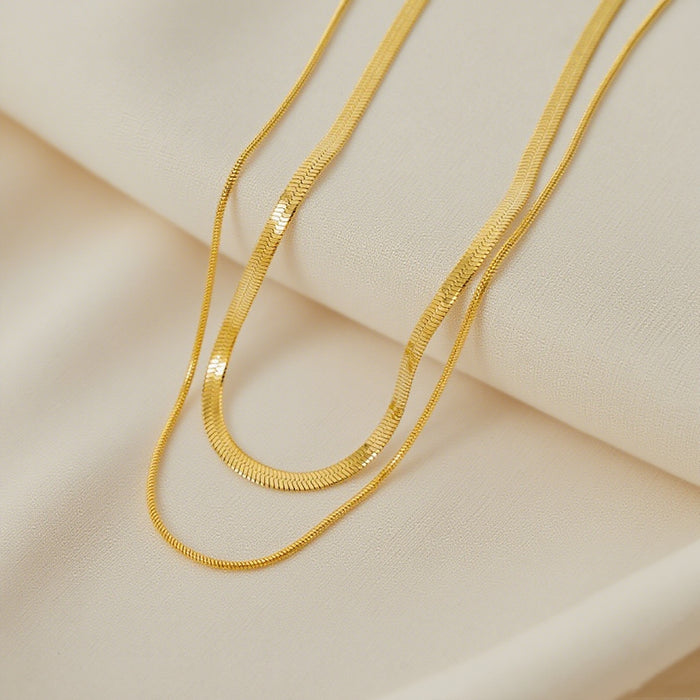 Wholesale 2pcs Simple and stylish  snake chain cross- hop jewelry chain set stainless steel chain necklace