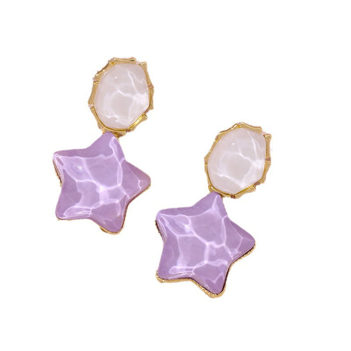 Wholesale Blue contrasting water ripple retro five-pointed star unique personality