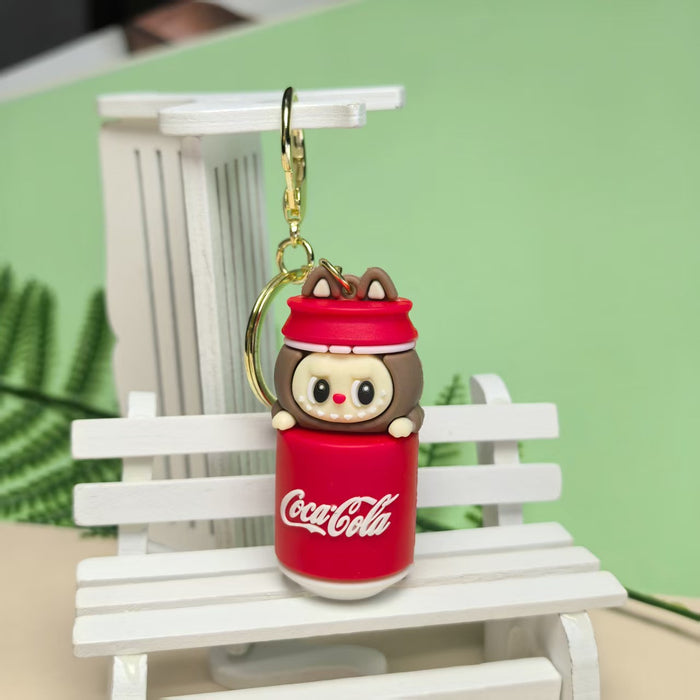 Wholesale Creative and Personalized Cola Little Sheep Keychain Beverage Bottle Bag Pendant Three-Dimensional Soft Plastic Doll Wholesale Street Stall
