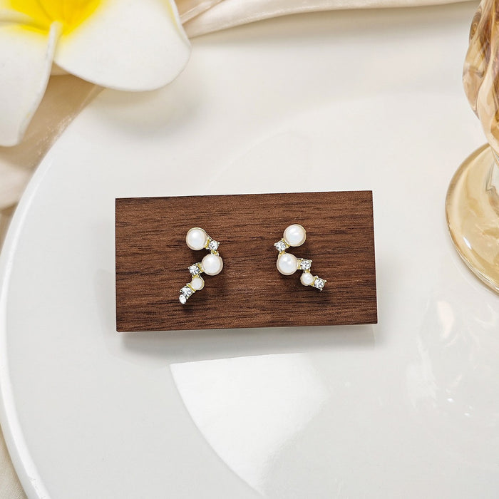 Wholesale Silver Butterfly Tassel Earrings High-end Earrings Elegant Diamond Pearl Long Earrings