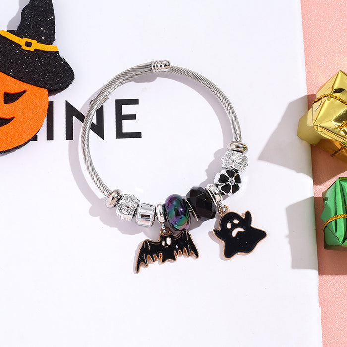 Wholesale  Witch Bat Pendant Stainless Steel Bracelet MOQ≥2