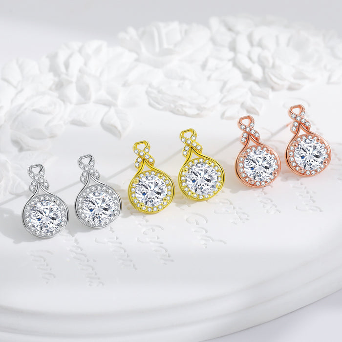 Wholesale Original Design: Light Luxury Waterdrop Set for Women with a High Grade Feeling, Gourd Round Bag Earrings