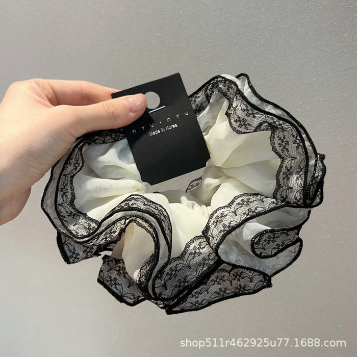 Wholesale Design Lace Hollow Lace Hair Ring Women's Elegant Big Bowel Ring Hair Accessories