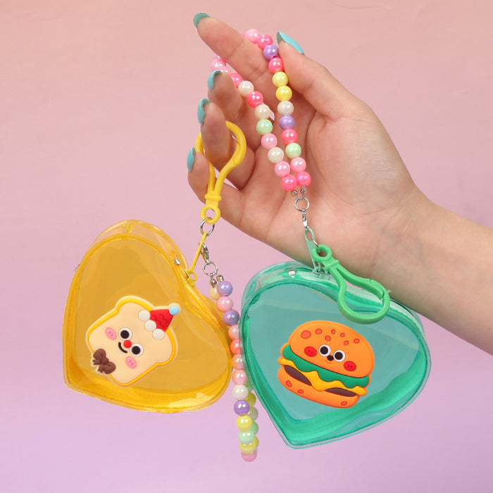 Wholesale Heart Shaped Jelly Transparent PVC Coin Purse With Chain Fashion Bag Charm Casual Chic Accessory