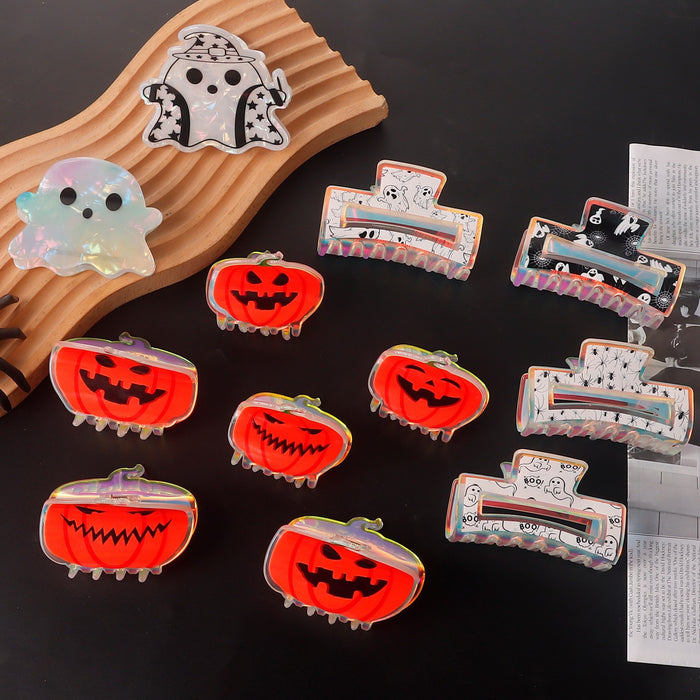 Wholesale  Pumpkin Ghost Laser Effect Printed Clip Shark Clip Hair Accessory