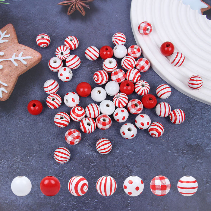 Wholesale of 10PCS Christmas Threaded Wooden Beads JDC-BDS-TianYue007