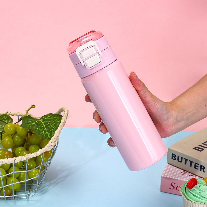 Wholesale Cartoon Double Drinking Cup Stainless Steel Thermos Cup Children' s Water Cup Bounce Lid Straw Cup