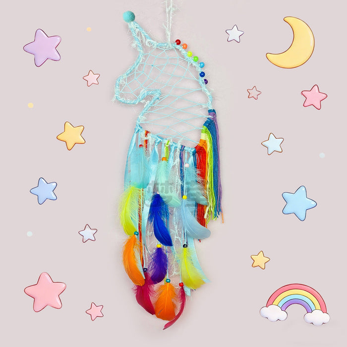 Wholesale Handmade Rainbow Macaron Dream Catcher Wind Chime Feather Hanging Home Decor MOQ≥2