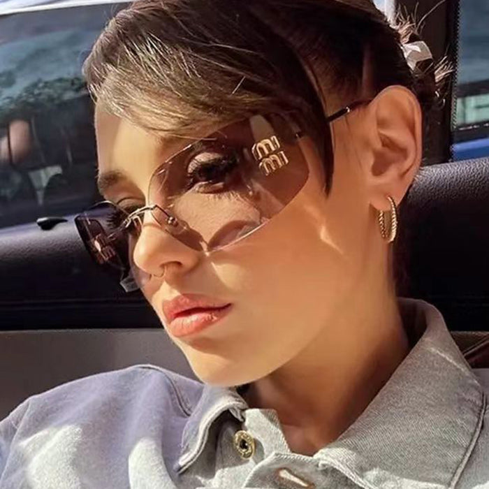 Wholesale Sunglasses curved integrated frameless cut edge sunglasses