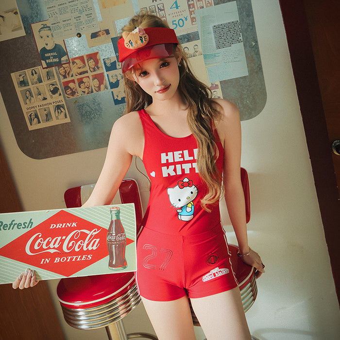 Wholesale Printed camisole one-piece swimsuit hot spring sexy shorts bikini set