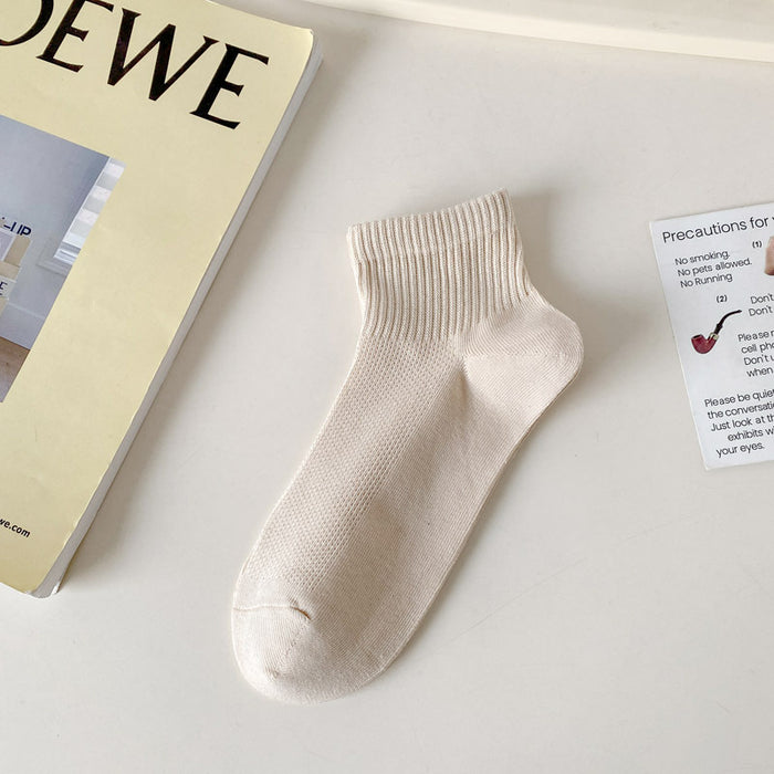 Wholesale Cotton new mesh breathable short tube socks, thin version, college style boat socks