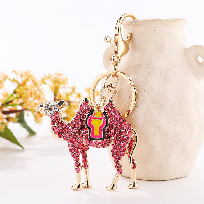 Wholesale diamond camel car key chain animal car key chain metal pendant