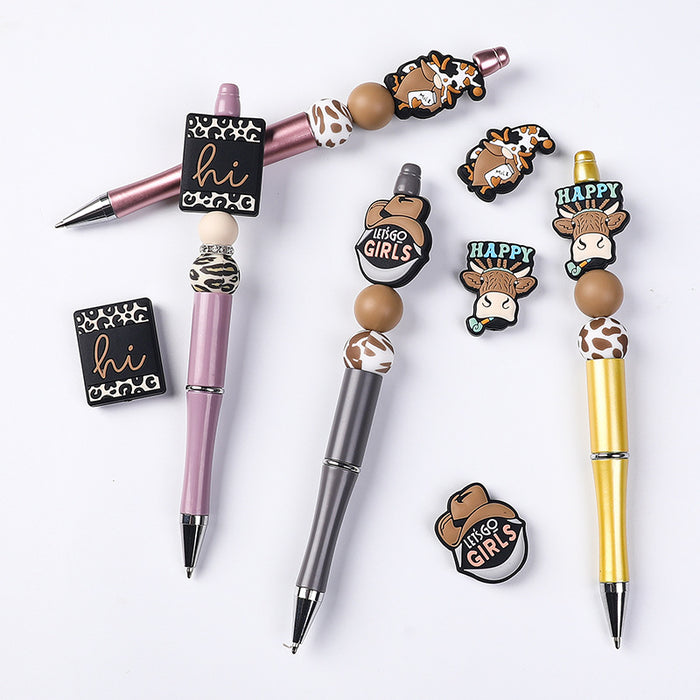 Wholesale 20pcs New Teether Cartoon Cowboy Women' s Silicone Beads Loose Beads Children' s DIY Necklace Bead Accessories