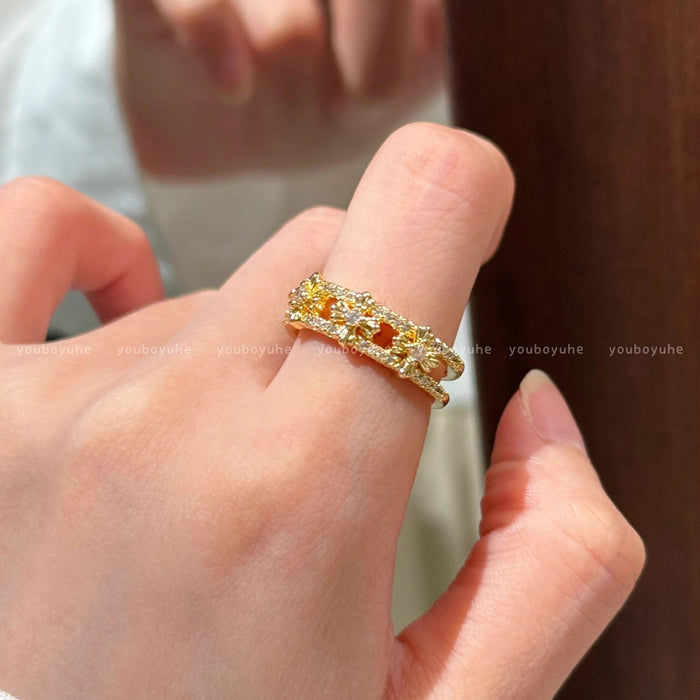 Wholesale Gold-plated cross alloy ring