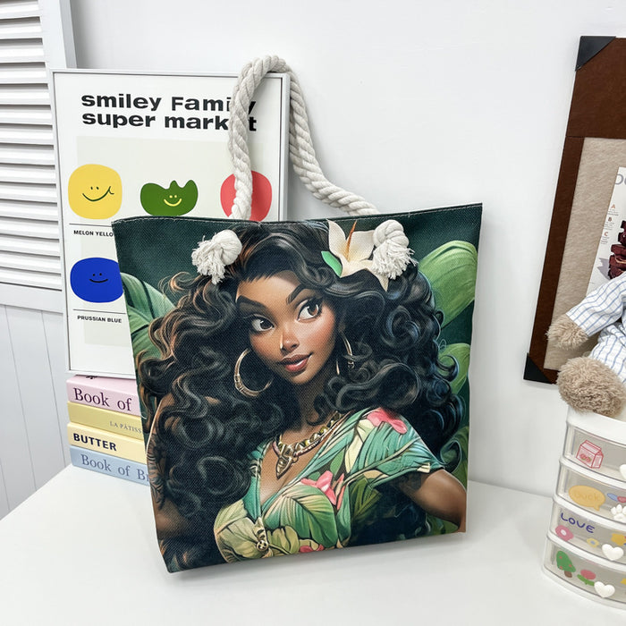 Wholesale Tourist shopping bag Tote bag Printed thick rope large capacity canvas bag Versatile creative handbag