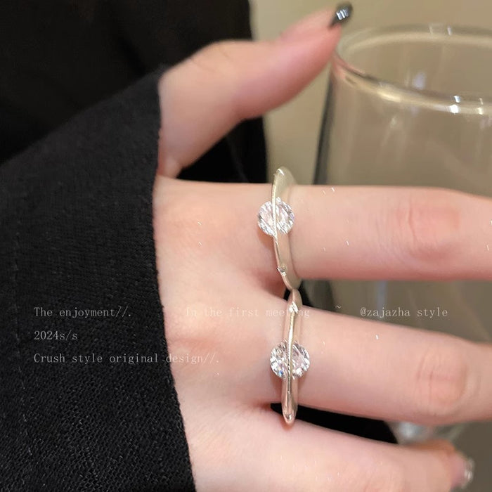 Wholesale Rotatable Silver brushed Diamond Planet Ring Fashion Open Finger Ring Personalized Ring