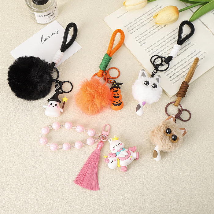 Wholesale  Plush Monster Pumpkin Ghost Keychain Flexible Rubber Pendant