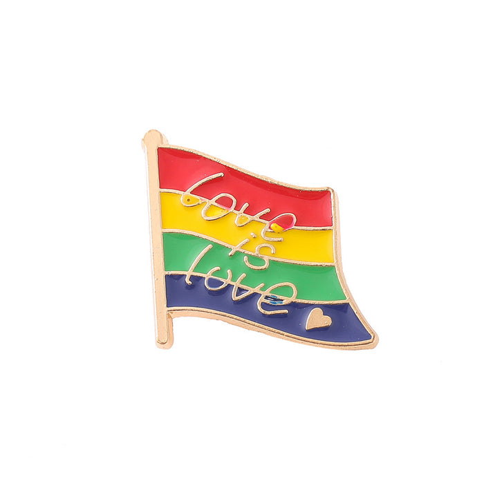 Wholesale Rainbow Love Letter Metal Badge JDC-BC-NanLuo003
