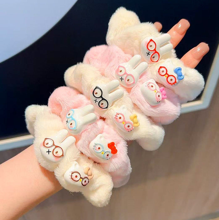 Wholesale Cute and able rabbit and cat plush scrunchies.