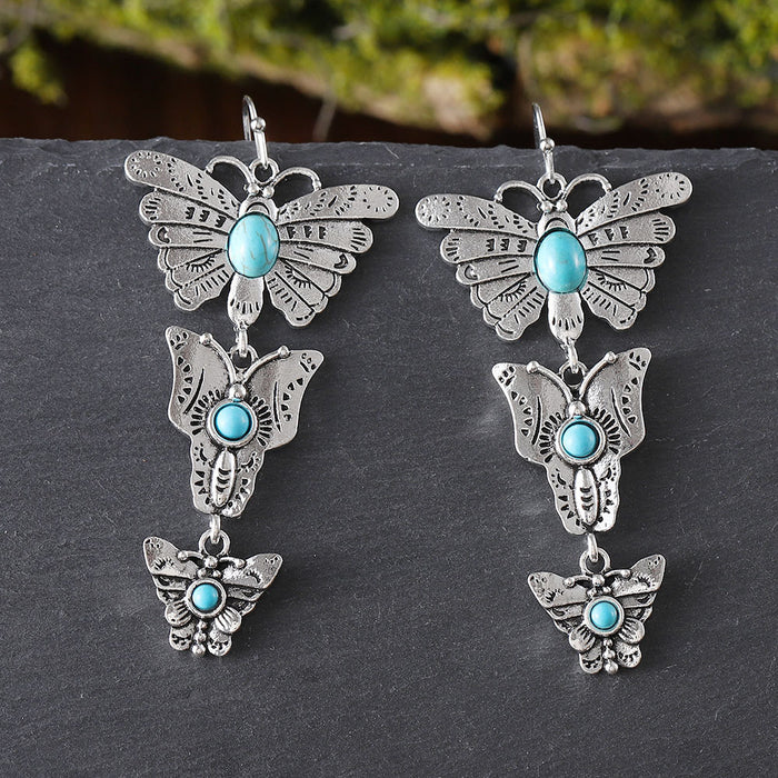 Wholesale 2pcs Retro Long Butterfly Simple Statemente Earrings